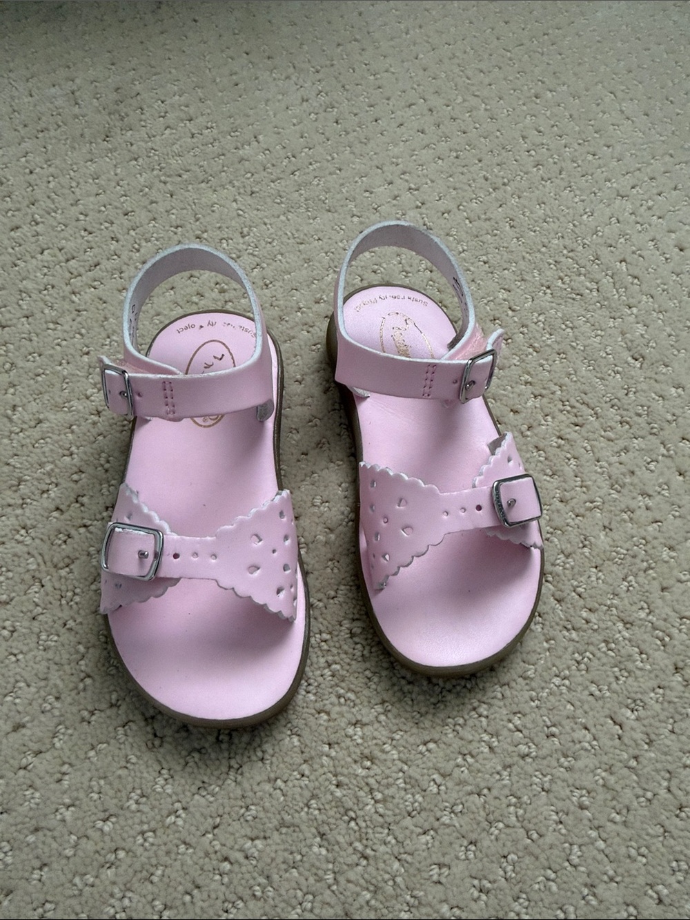 FootMates Ariel Light Pink Scalloped Buckle Sandals for Kids